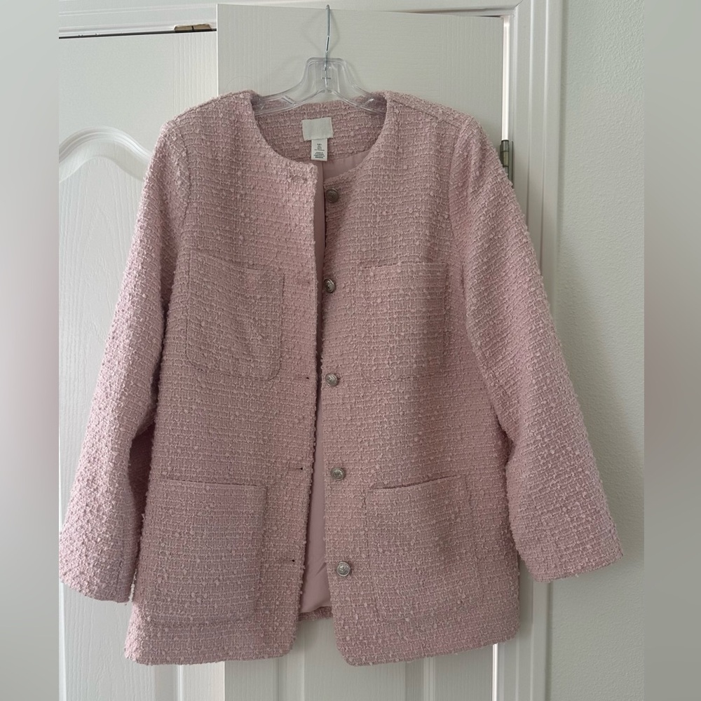 H&M Pink Boucle Jacket L - Picture 3 of 7